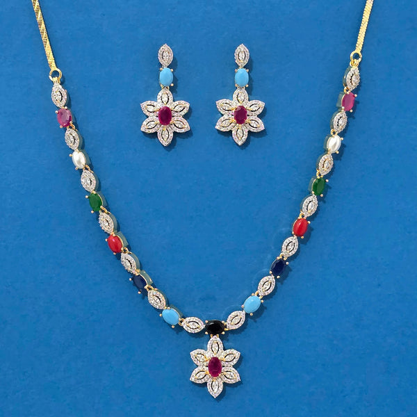 439231 Cz Classic Necklace With 2 Tone Plating