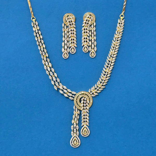 439233 Cz Classic Necklace With 2 Tone Rhodium Plating