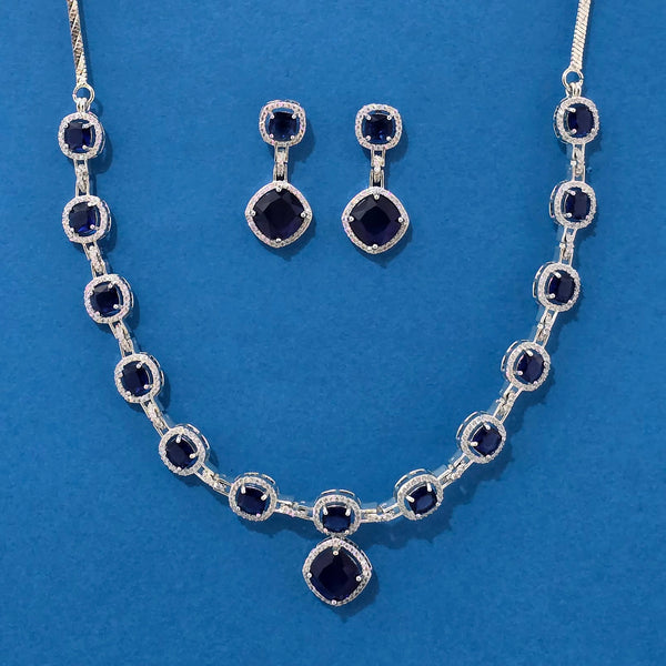 439237 Cz Classic Necklace With Rhodium Plating