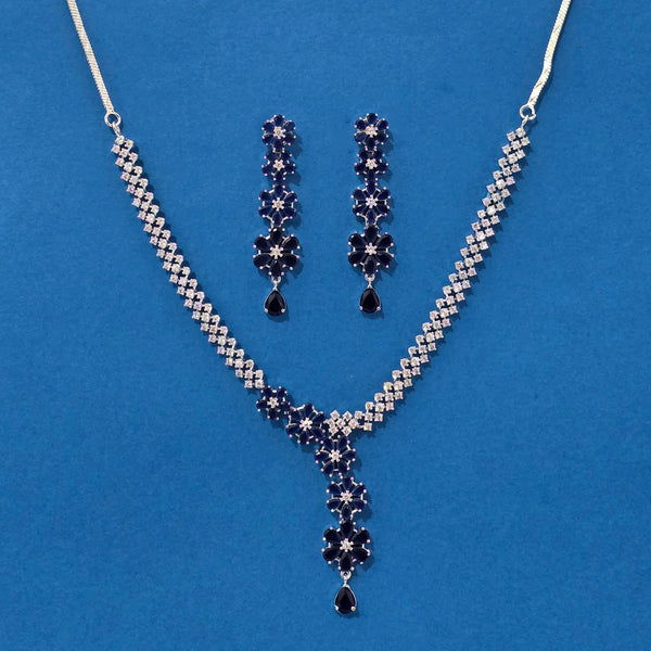 439239 Cz Classic Necklace With Rhodium Plating