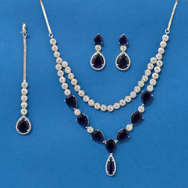 439240 Cz Classic Necklace With Rhodium Plating