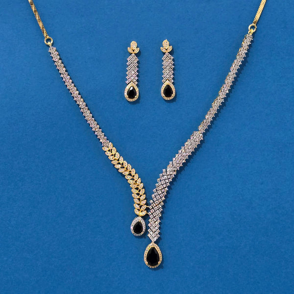 439249 Cz Classic Necklace With 2 Tone Plating