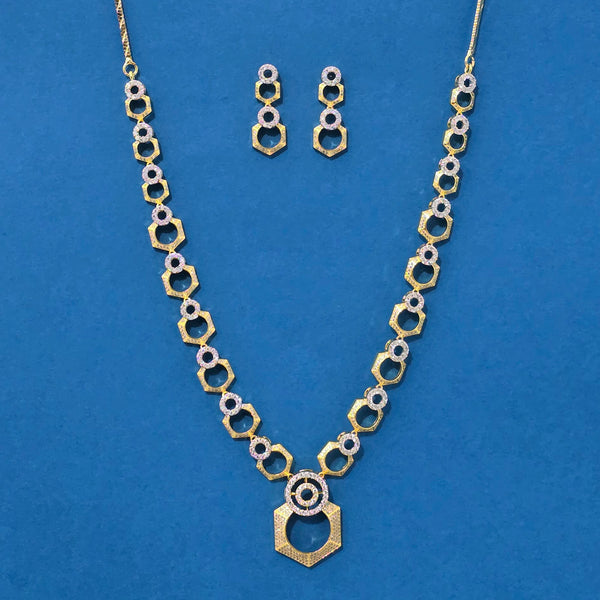 439250 Cz Classic Necklace With 2 Tone Rhodium Plating