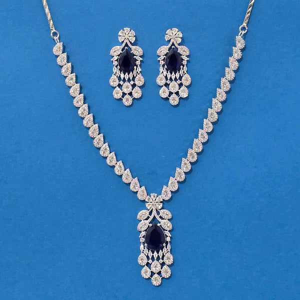 439257 Cz Classic Necklace With Rhodium Plating