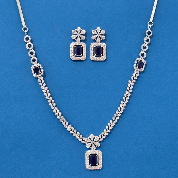 439259 Cz Classic Necklace With Rhodium Plating