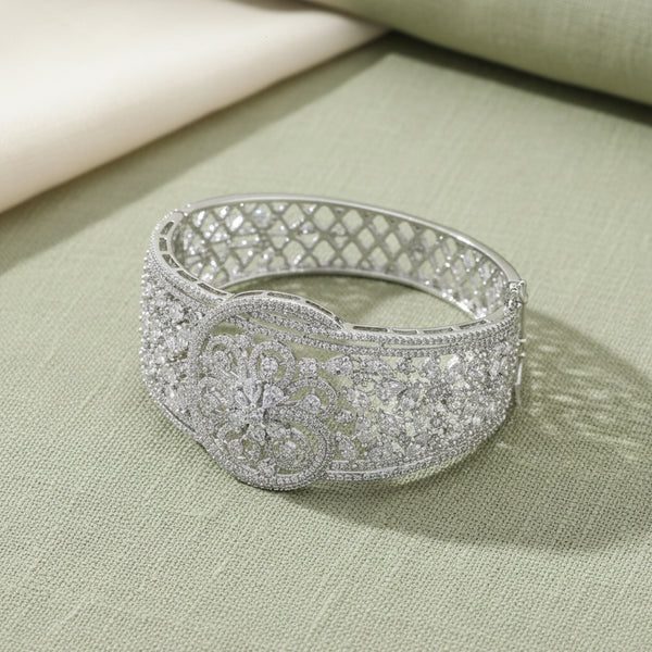 439272 Cz Classic Kada With 2 Tone Rhodium Plating