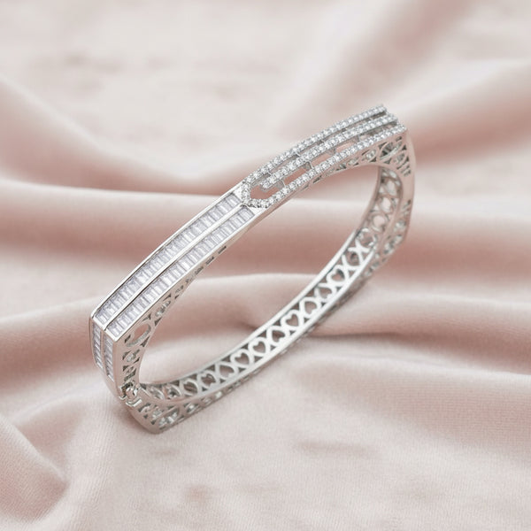 439278 Cz Classic Kada With 2 Tone Rhodium Plating