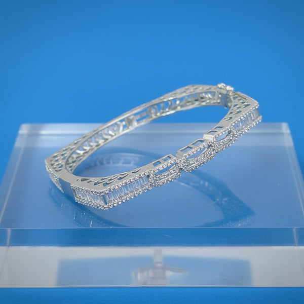 439279 Cz Classic Kada With 2 Tone Rhodium Plating