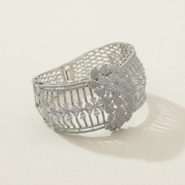 439282 Cz Classic Kada With 2 Tone Rhodium Plating