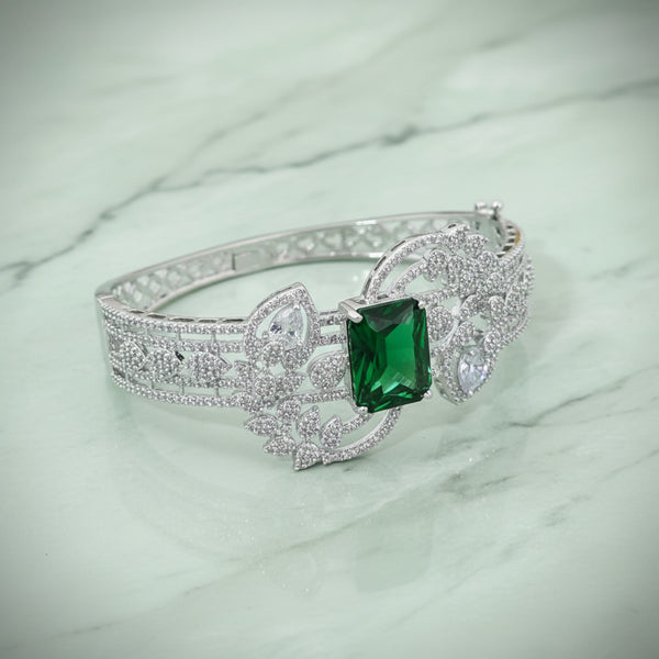 439284 Cz Openable Kada With Rhodium Plating