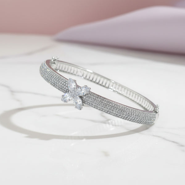 439286 Cz Classic Kada With 2 Tone Rhodium Plating