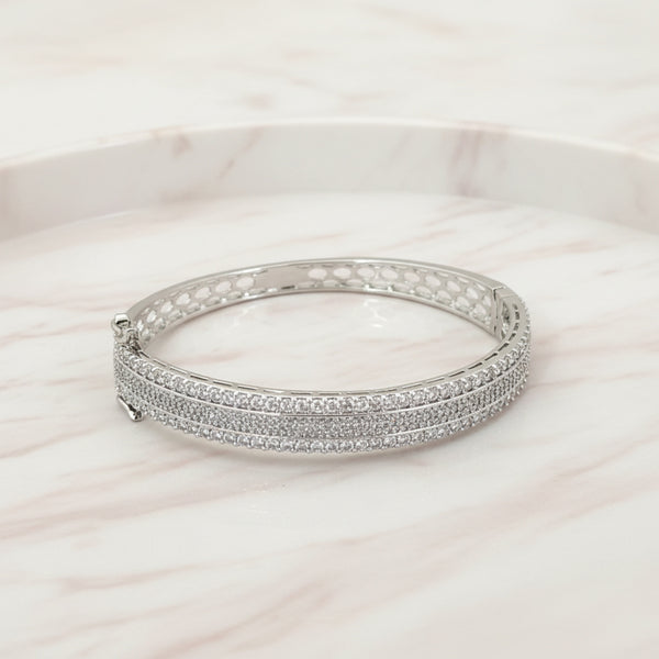 439288 Cz Openable Kada With 2 Tone Rhodium Plating