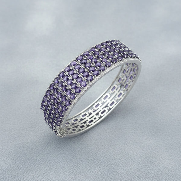 439294 Cz Openable Kada With Rhodium Plating