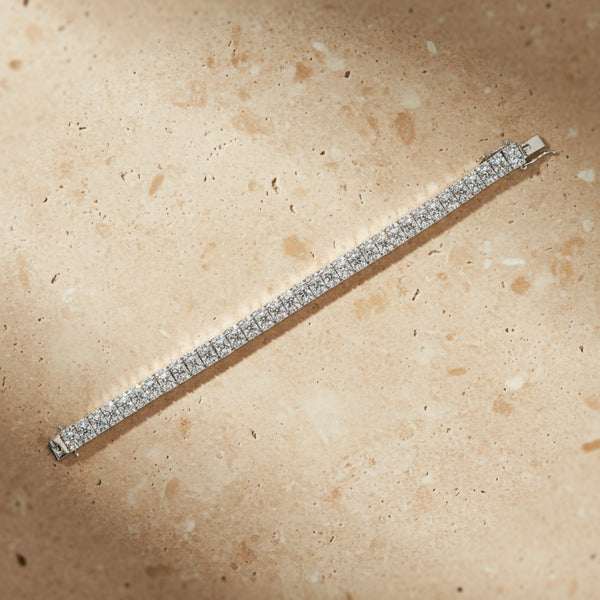 439297 Cz Classic Bracelet With 2 Tone Rhodium Plating