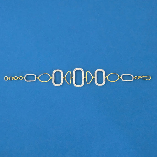 439298 Cz Adjustable Bracelet With 2 Tone Rhodium Plating