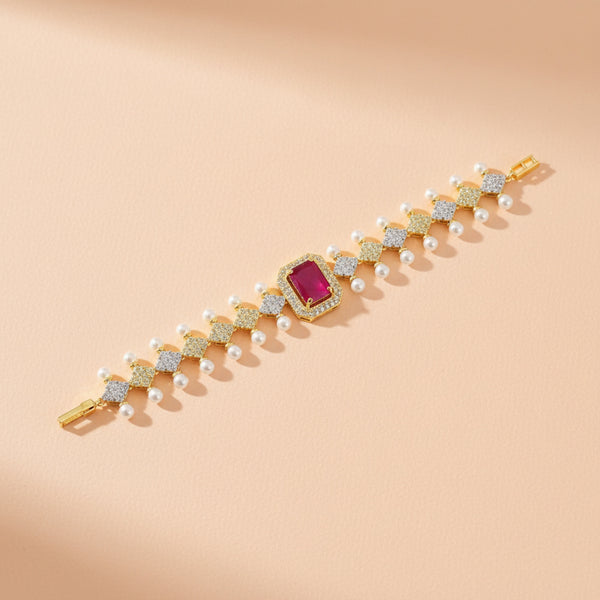 439352 Cz Classic Bracelet With 2 Tone Plating