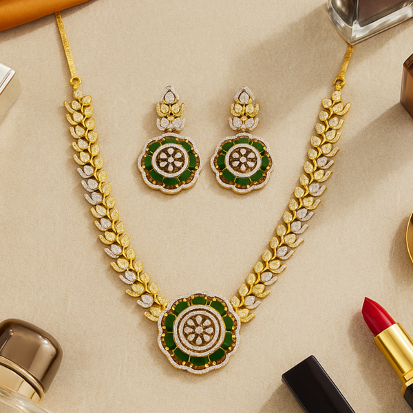 439382 Cz Classic Necklace With 2 Tone Plating