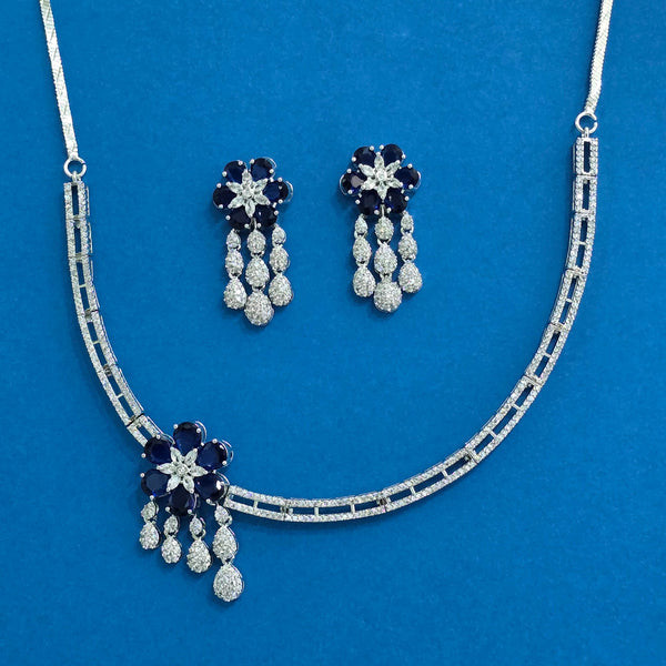 439383 Cz Classic Necklace With Rhodium Plating