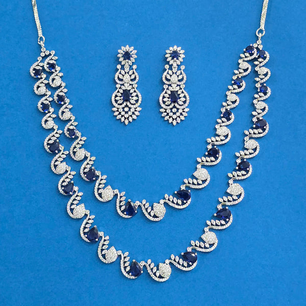 439384 Cubic Zirconia Classic Necklace Set With Mehndi Plating