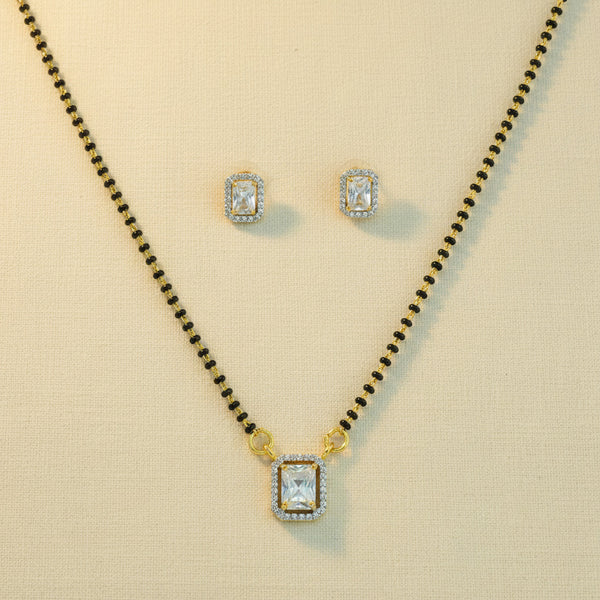 439402 Cz Delicate Mangalsutra With 2 Tone Plating