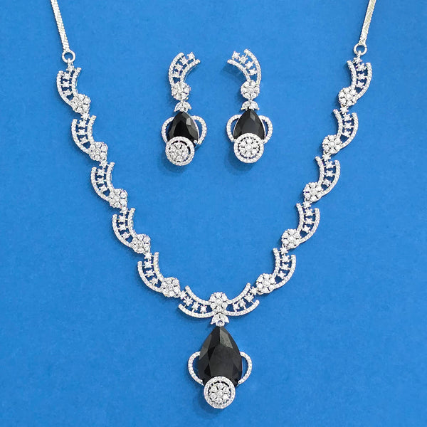 439403 Cubic Zirconia Classic Necklace Set With Mehndi Plating