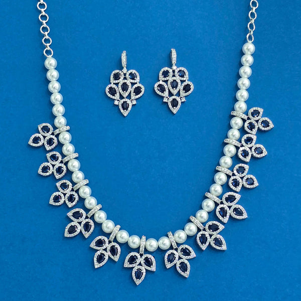 439406 Cubic Zirconia Classic Necklace Set With Mehndi Plating