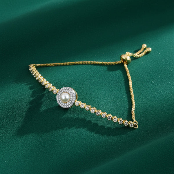 439408 Cubic Zirconia Moti Bracelet With Rhodium 2 Tone Plating