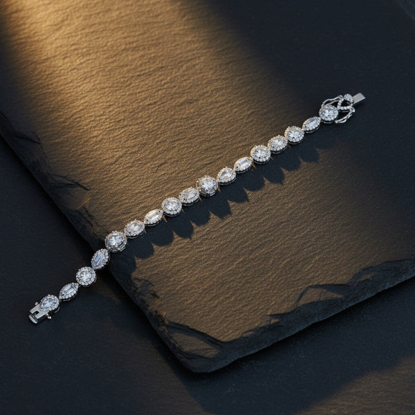 439409 Cubic Zirconia Classic Bracelet With Mehndi Plating