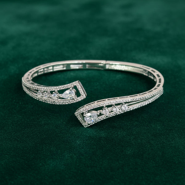 439439 Cubic Zirconia Classic Kada With Rhodium 2 Tone Plating