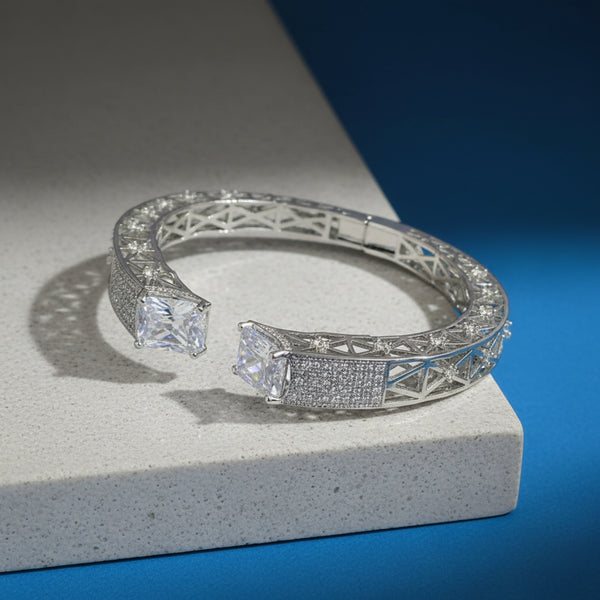 439440 Cubic Zirconia Classic Kada With Rhodium 2 Tone Plating