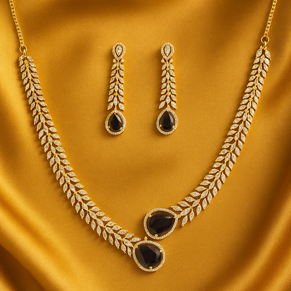 439452 Cubic Zirconia Classic Necklace Set With 2 Tone Plating