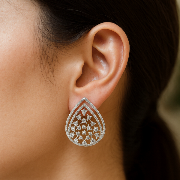 439476 Cubic Zirconia Tops With Rhodium 2 Tone Plating