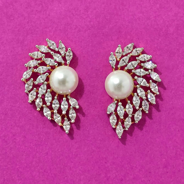 439494 Cubic Zirconia Moti Earring With Rhodium 2 Tone Plating