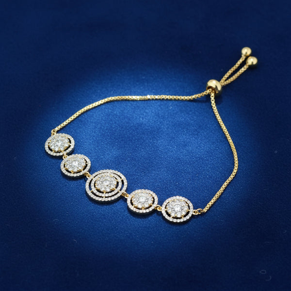 439506 Cubic Zirconia Adjustable Bracelet With Rhodium 2 Tone Plating