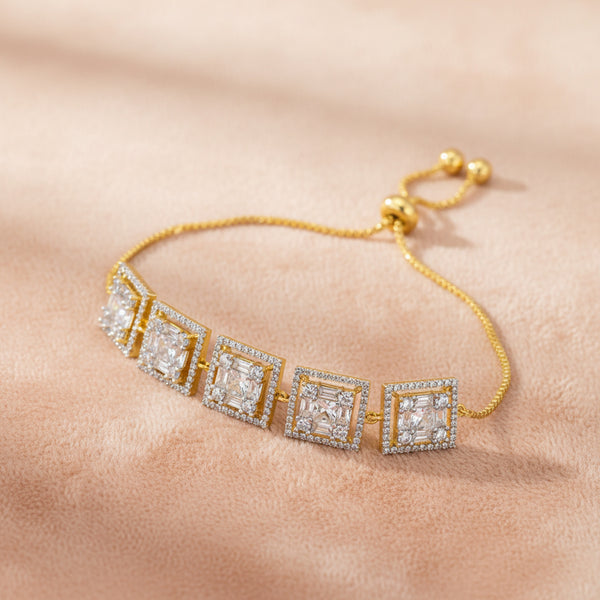 439523 Cubic Zirconia Classic Bracelet With Rhodium 2 Tone Plating