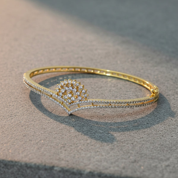 439537 Cubic Zirconia Openable Kada With Rhodium 2 Tone Plating