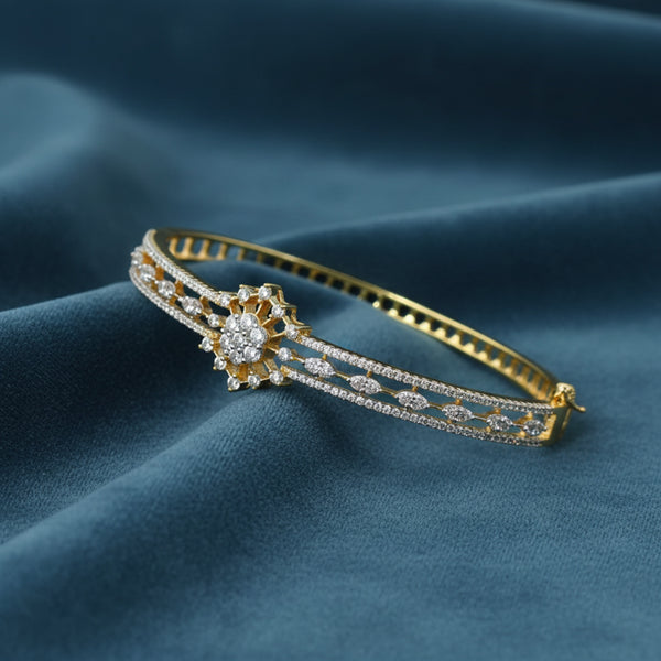 439538 Cubic Zirconia Classic Kada With Rhodium 2 Tone Plating