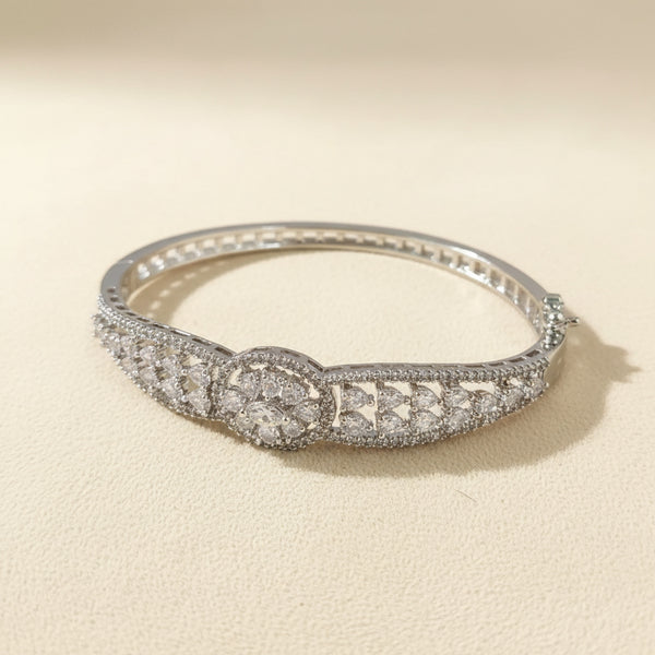 439539 Cz Openable Kada With Rhodium 2 Tone Plating