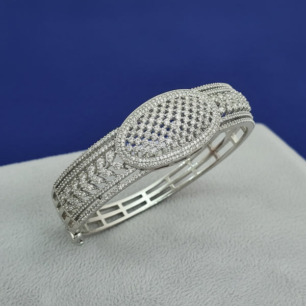 439616 Cz Openable Kada With Rhodium Plating