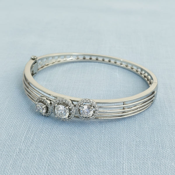 439618 Cz Openable Kada With Rhodium 2 Tone Plating