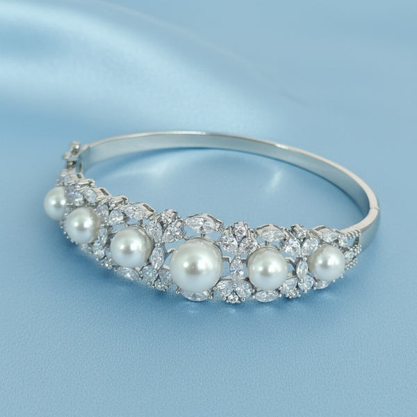 439635 Cz Openable Kada With Rhodium 2 Tone Plating