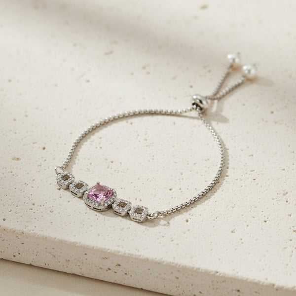 439636 Cz Adjustable Bracelet With Rhodium Plating
