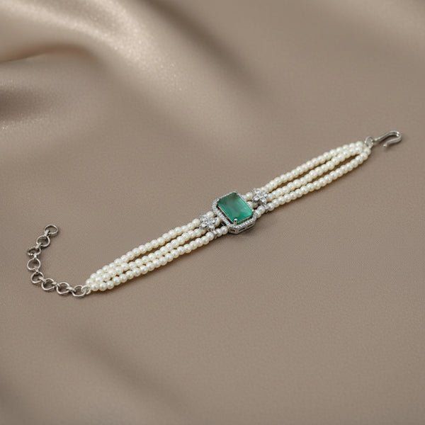 439642 Cz Moti Bracelet With Rhodium Plating