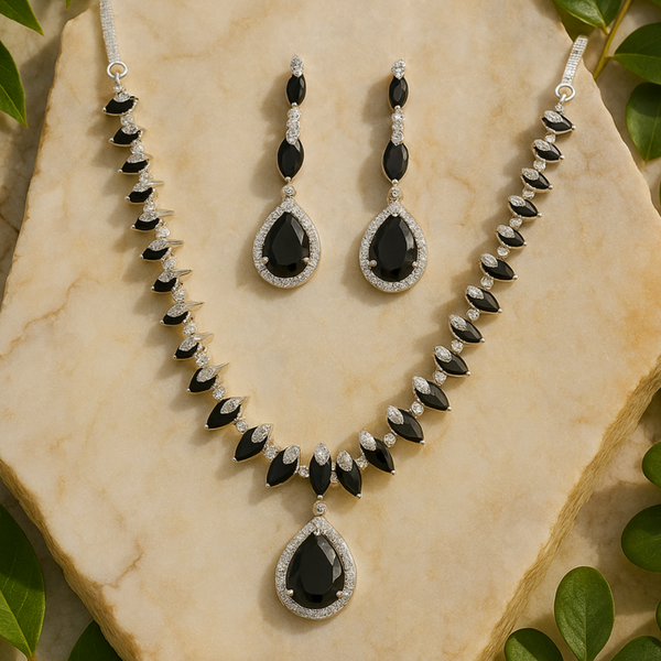 439661 Cz Classic Necklace With Rhodium Plating