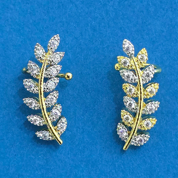 439676 Cz Delicate Earring With 2 Tone Rhodium Plating