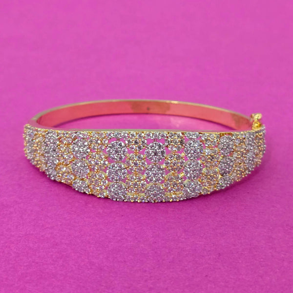 439686 Cubic Zirconia Openable Kada With Rhodium 2 Tone Plating