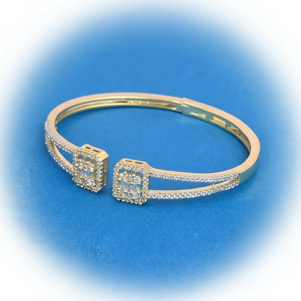 439688 Cubic Zirconia Delicate Kada With Rhodium 2 Tone Plating