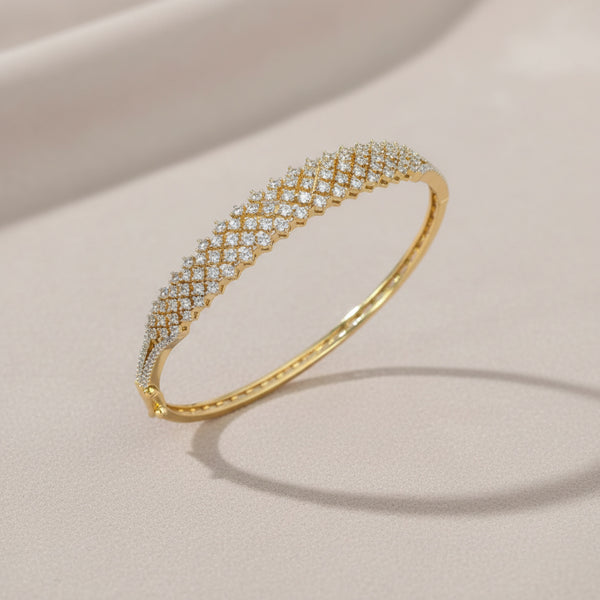 439691 Cubic Zirconia Openable Kada With Rhodium 2 Tone Plating