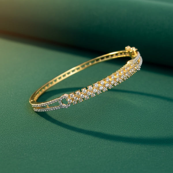 439693 Cubic Zirconia Openable Kada With Rhodium 2 Tone Plating