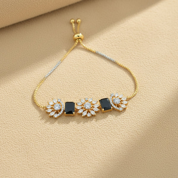 439707 Cubic Zirconia Adjustable Bracelet With 2 Tone Plating